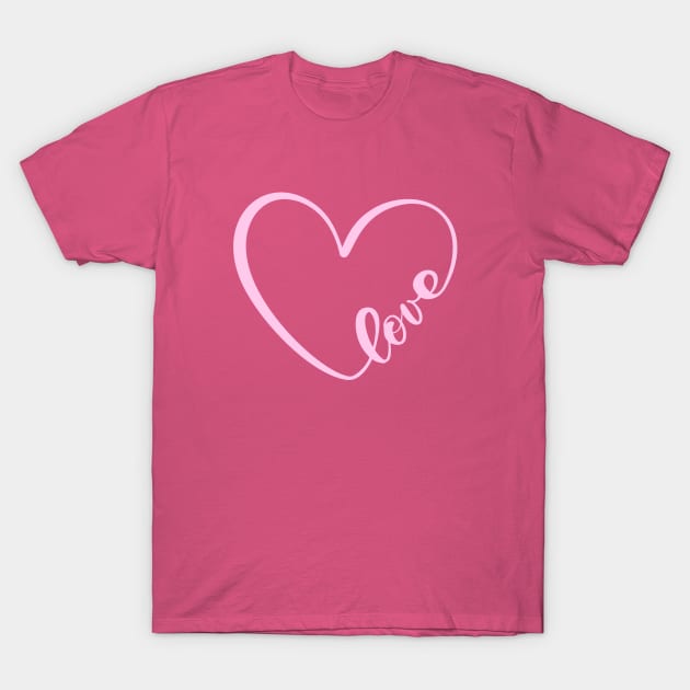 PINK Love Heart Shape T-Shirt by SartorisArt1